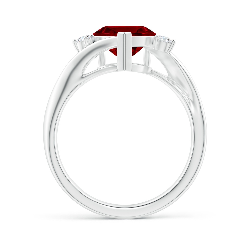 8mm AAAA Heart-Shaped Garnet Bypass Ring with Diamonds in White Gold Side 1