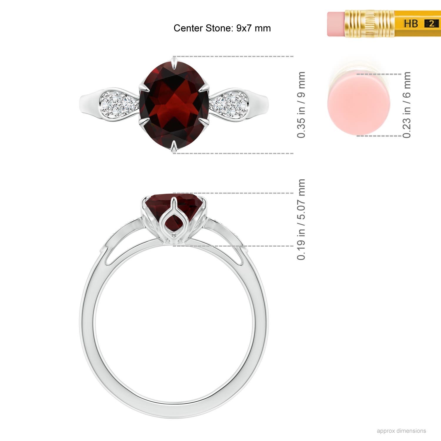 AA - Garnet / 2.11 CT / 14 KT White Gold