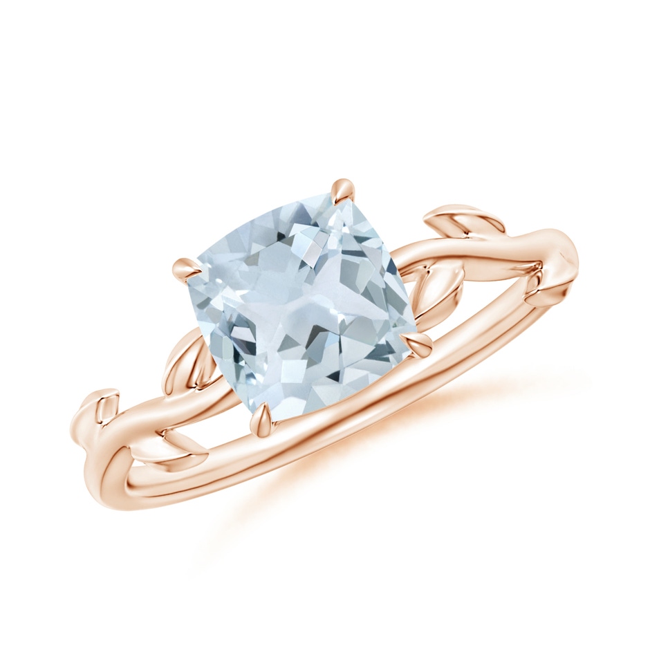7mm A Nature Inspired Cushion Aquamarine Ring in Rose Gold 