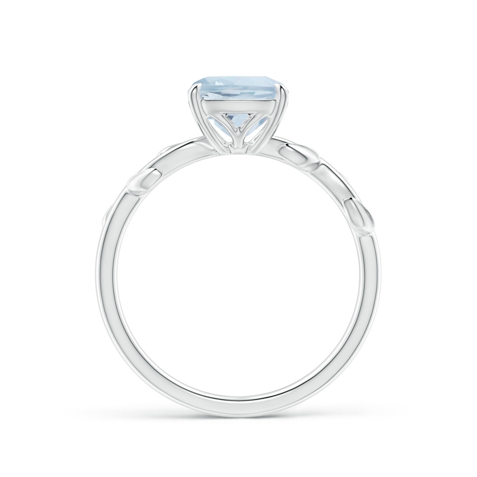 7mm A Nature Inspired Cushion Aquamarine Ring in White Gold side 1