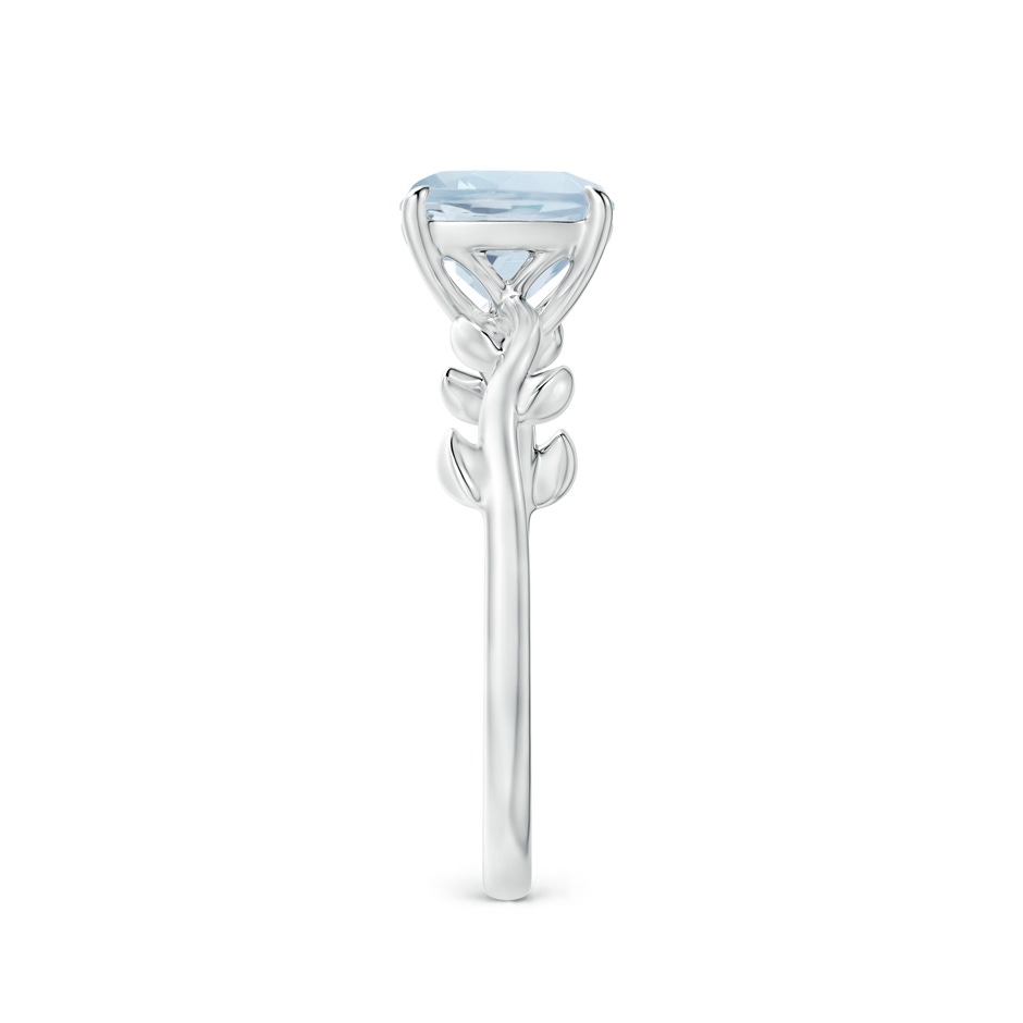 7mm A Nature Inspired Cushion Aquamarine Ring in White Gold side 2