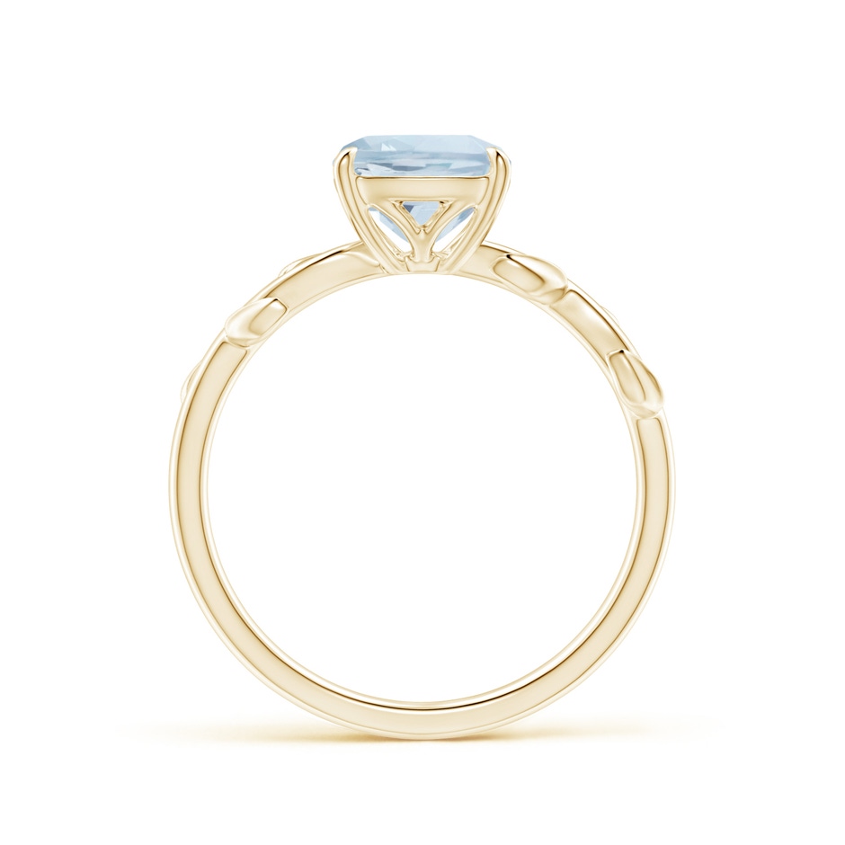 7mm A Nature Inspired Cushion Aquamarine Ring in Yellow Gold side 1
