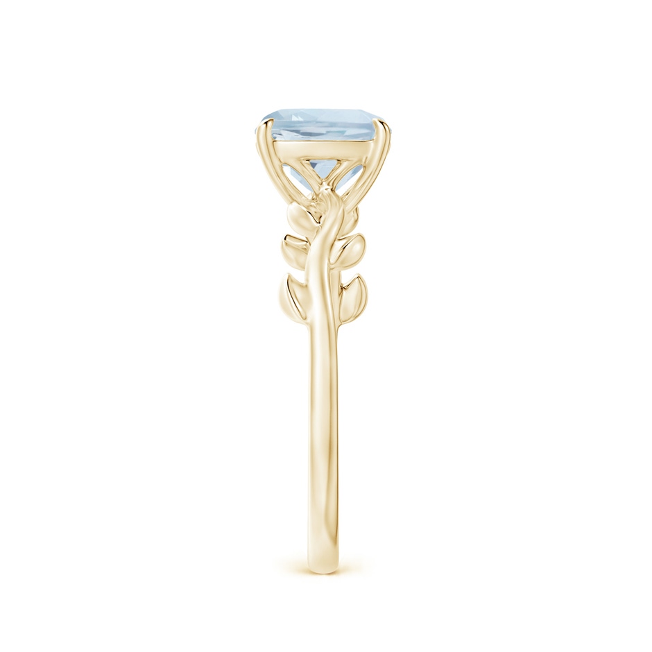 7mm A Nature Inspired Cushion Aquamarine Ring in Yellow Gold side 2
