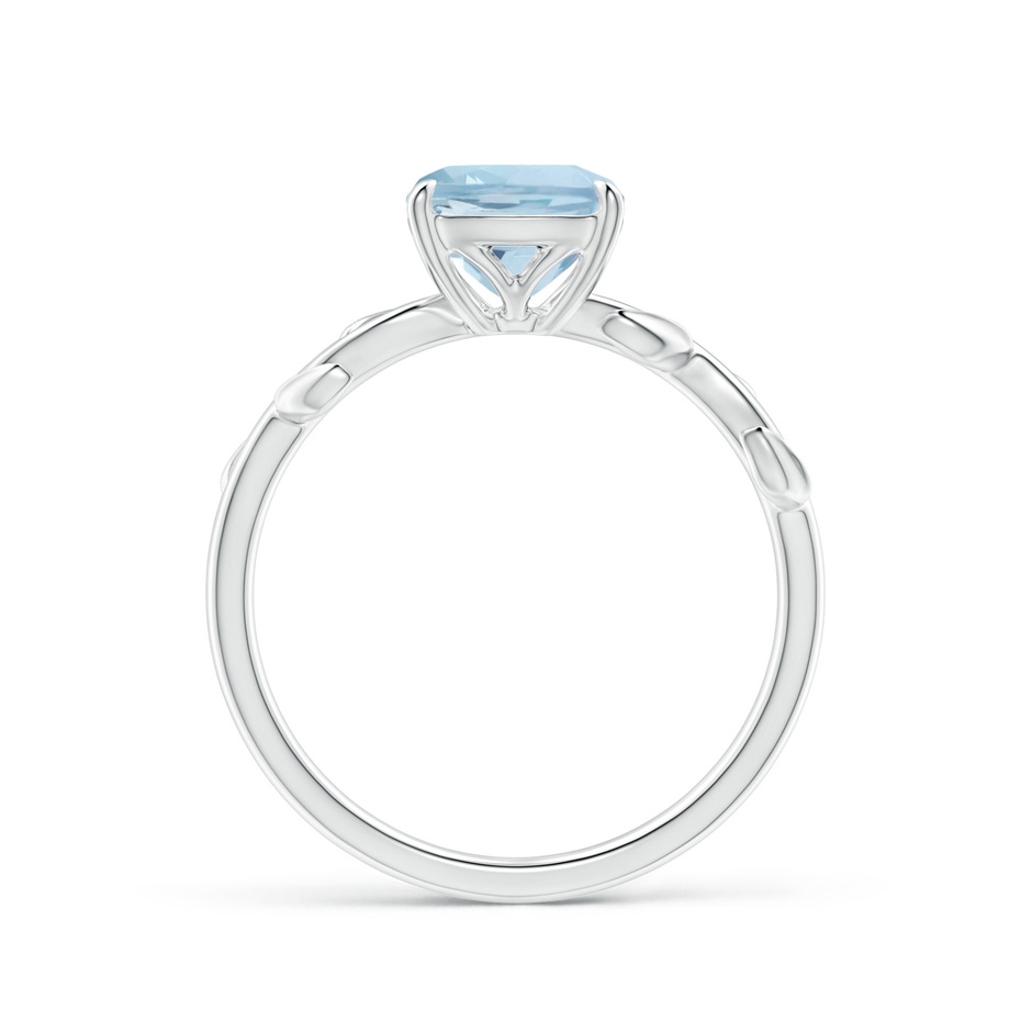 7mm AA Nature Inspired Cushion Aquamarine Ring in P950 Platinum side 1