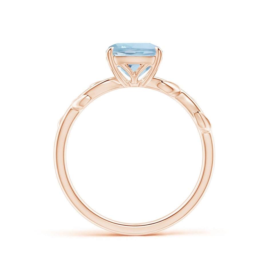 7mm AA Nature Inspired Cushion Aquamarine Ring in Rose Gold side 1