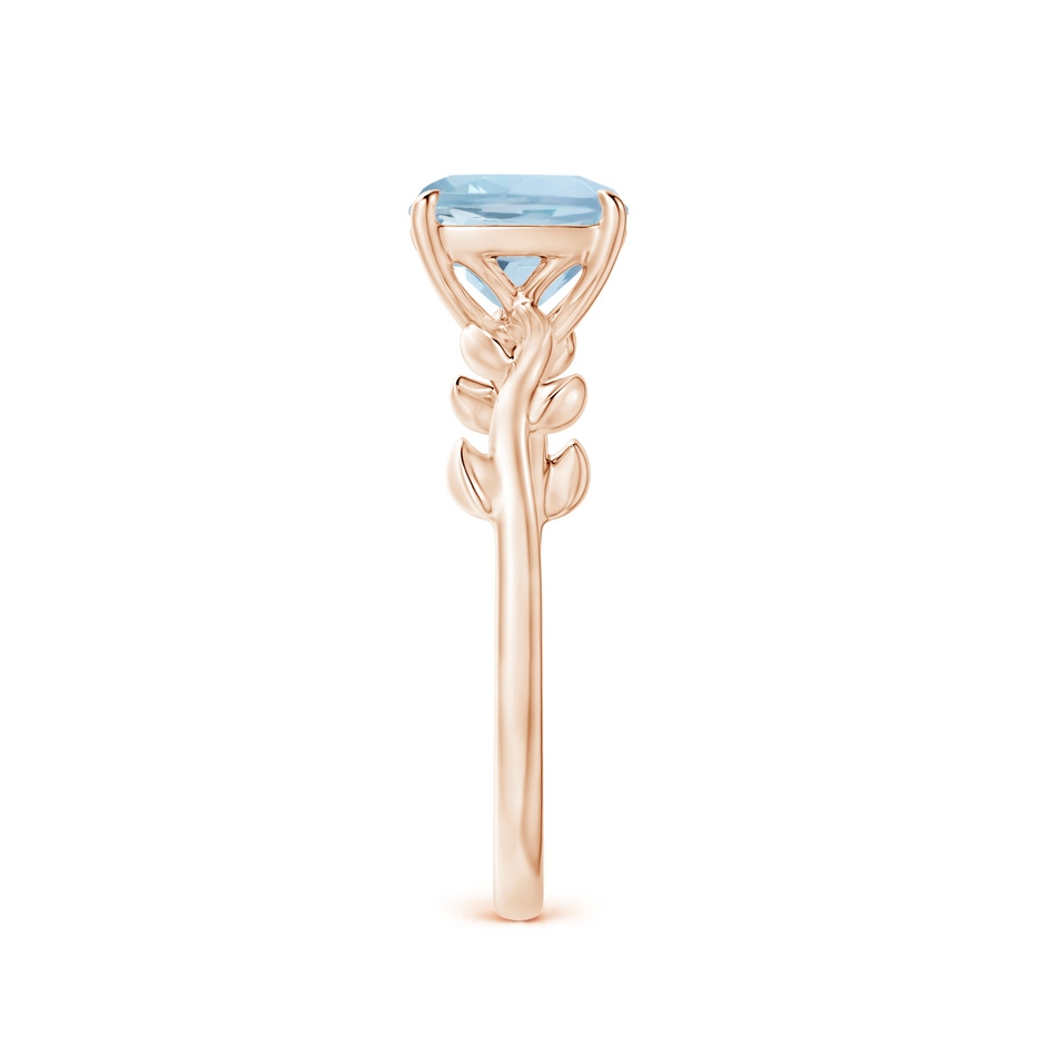 7mm AA Nature Inspired Cushion Aquamarine Ring in Rose Gold side 2