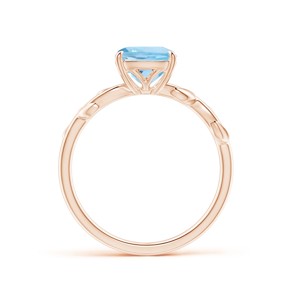7mm AAA Nature Inspired Cushion Aquamarine Ring in Rose Gold side 1