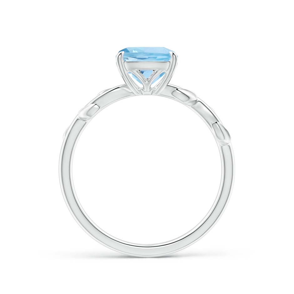 7mm AAA Nature Inspired Cushion Aquamarine Ring in White Gold side 1