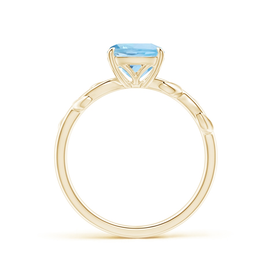 7mm AAA Nature Inspired Cushion Aquamarine Ring in Yellow Gold side 1