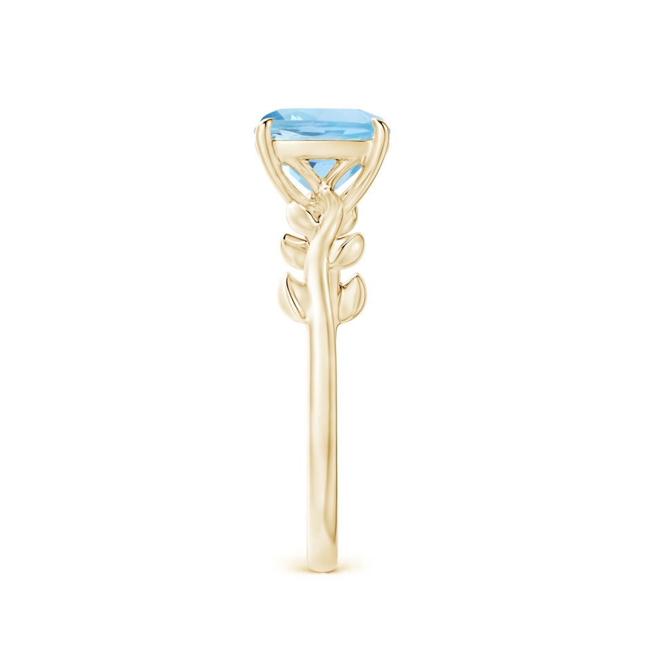 7mm AAA Nature Inspired Cushion Aquamarine Ring in Yellow Gold side 2