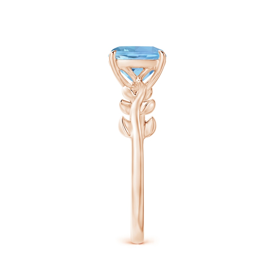 7mm AAAA Nature Inspired Cushion Aquamarine Ring in Rose Gold side 2