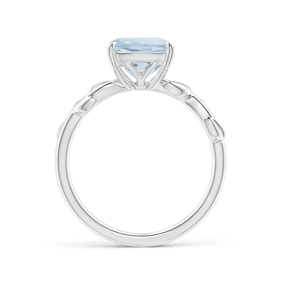 8mm A Nature Inspired Cushion Aquamarine Ring in White Gold side 1
