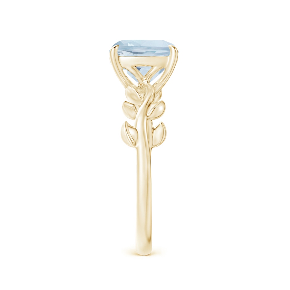 8mm A Nature Inspired Cushion Aquamarine Ring in Yellow Gold side 2