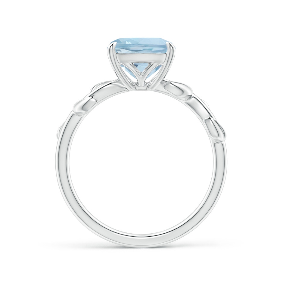 8mm AA Nature Inspired Cushion Aquamarine Ring in P950 Platinum side 1