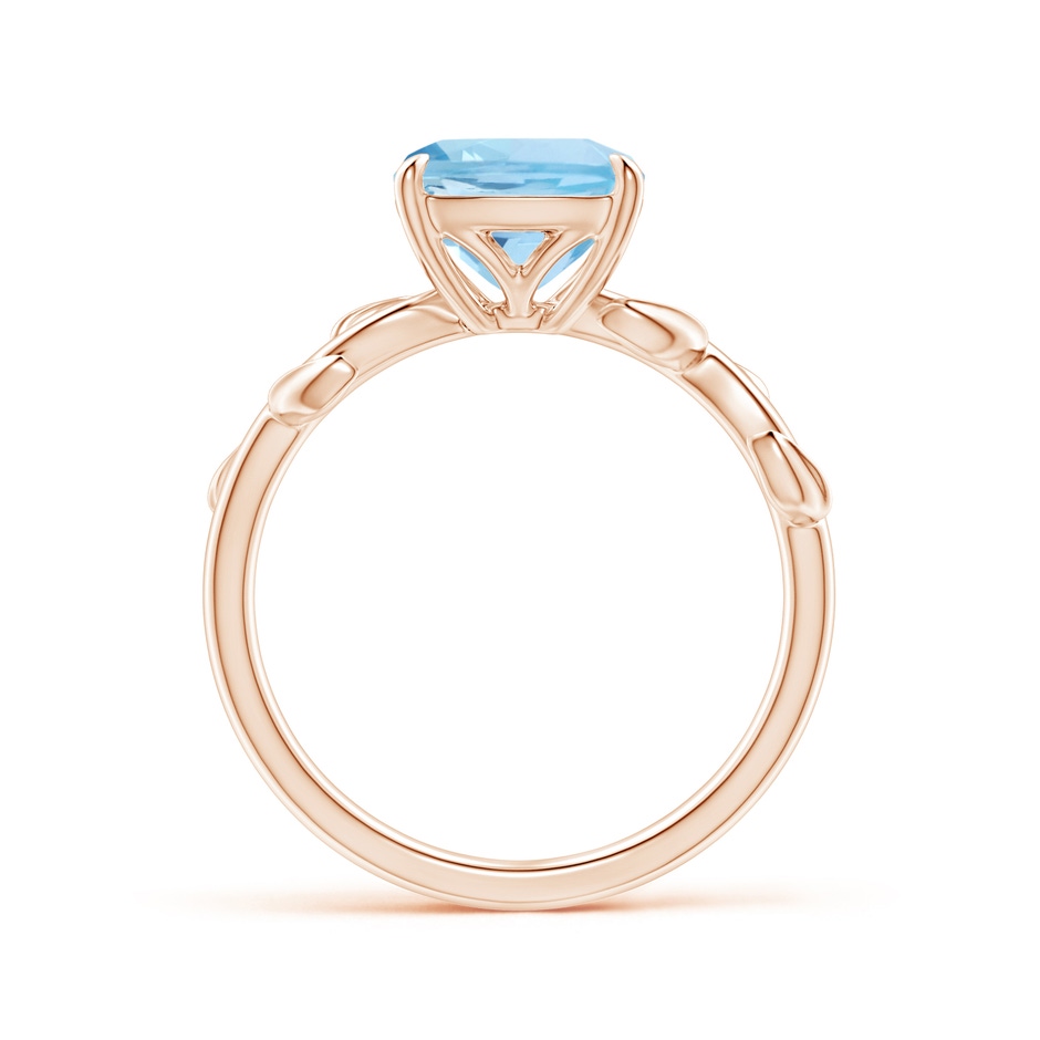 8mm AAA Nature Inspired Cushion Aquamarine Ring in Rose Gold side 1