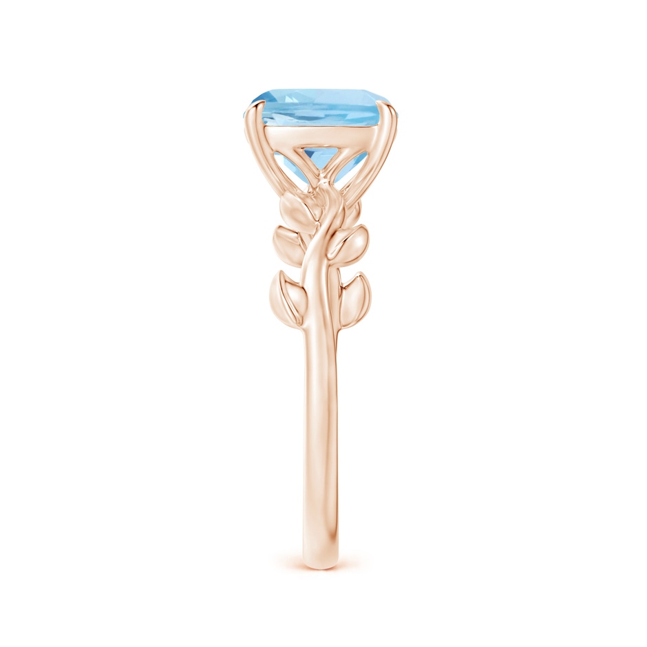 8mm AAA Nature Inspired Cushion Aquamarine Ring in Rose Gold side 2