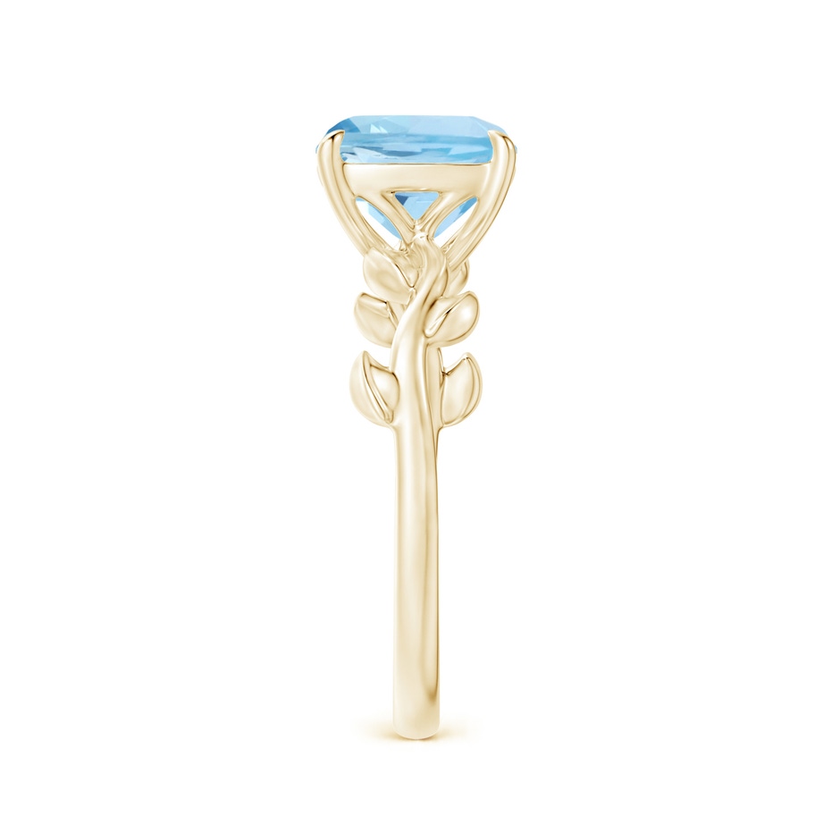 8mm AAA Nature Inspired Cushion Aquamarine Ring in Yellow Gold side 2