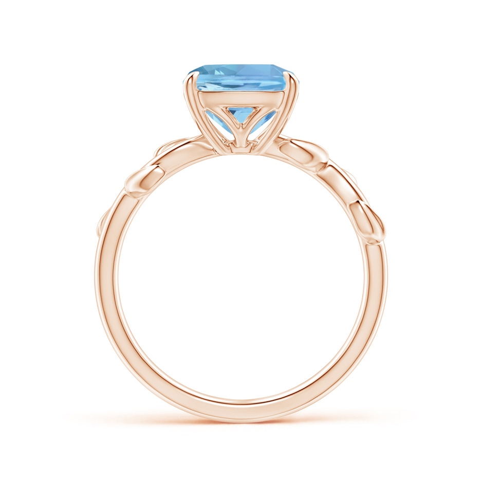 8mm AAAA Nature Inspired Cushion Aquamarine Ring in Rose Gold side 1