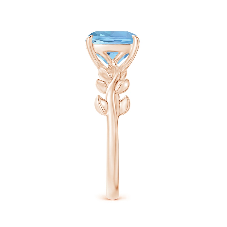 8mm AAAA Nature Inspired Cushion Aquamarine Ring in Rose Gold side 2