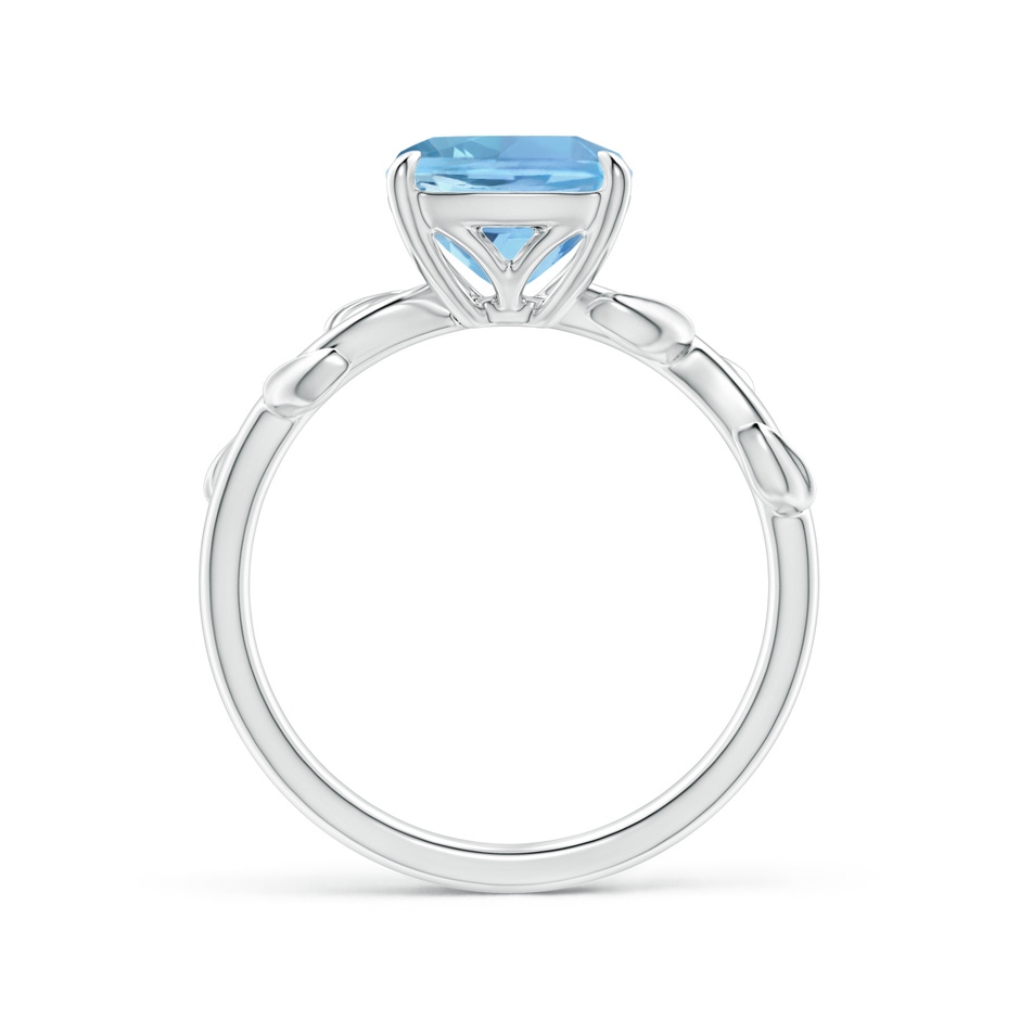 8mm AAAA Nature Inspired Cushion Aquamarine Ring in White Gold side 1