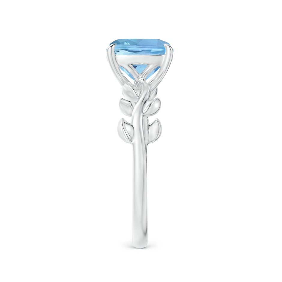 8mm AAAA Nature Inspired Cushion Aquamarine Ring in White Gold side 2