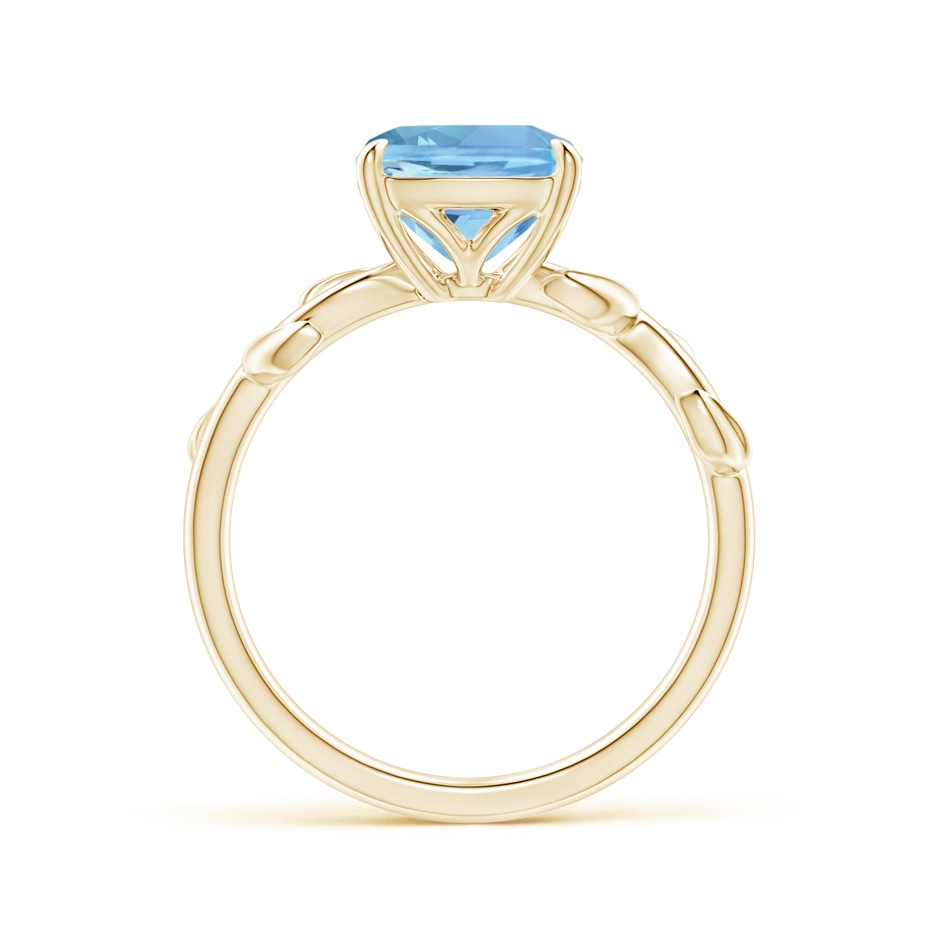 8mm AAAA Nature Inspired Cushion Aquamarine Ring in Yellow Gold side 1