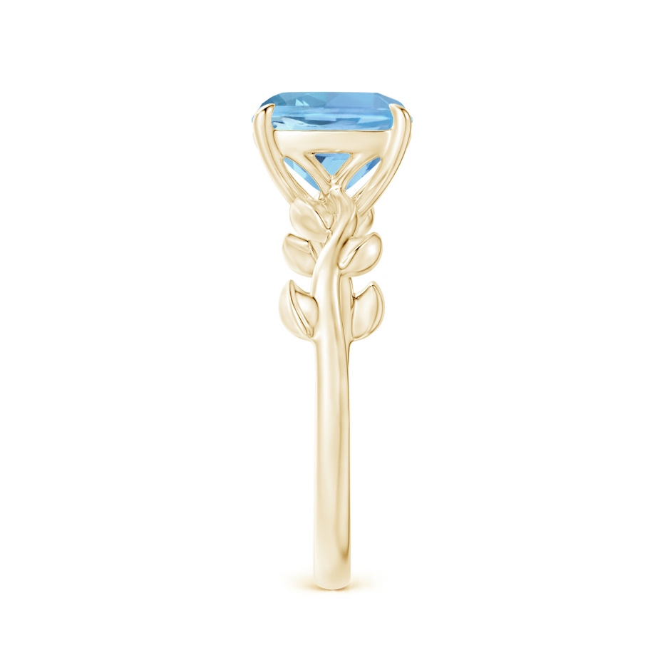 8mm AAAA Nature Inspired Cushion Aquamarine Ring in Yellow Gold side 2
