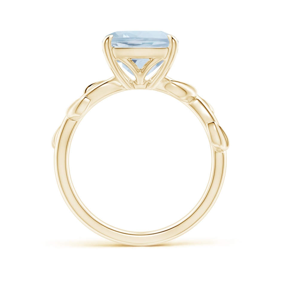 9mm A Nature Inspired Cushion Aquamarine Ring in Yellow Gold side 1
