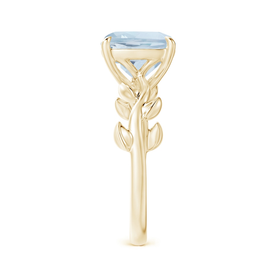 9mm A Nature Inspired Cushion Aquamarine Ring in Yellow Gold side 2