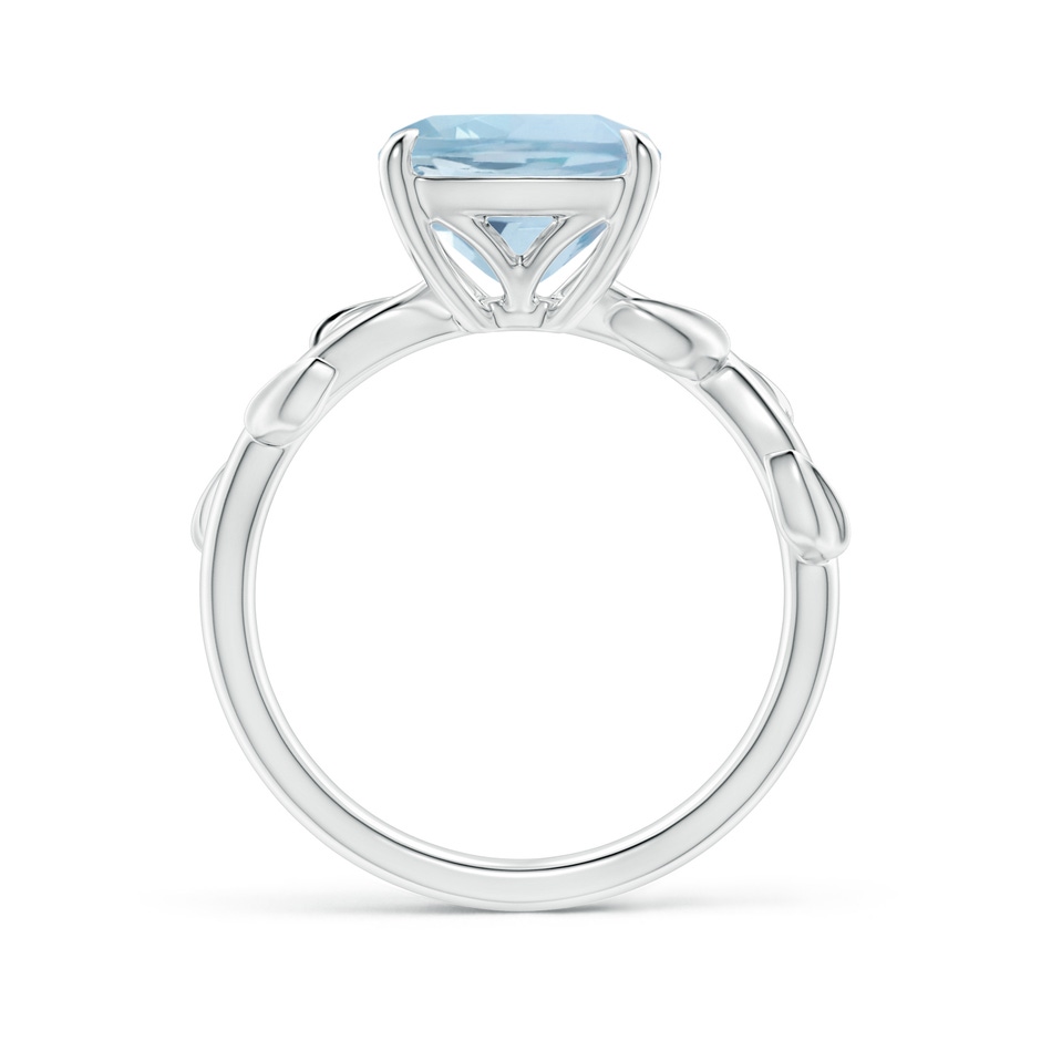 9mm AA Nature Inspired Cushion Aquamarine Ring in P950 Platinum side 1