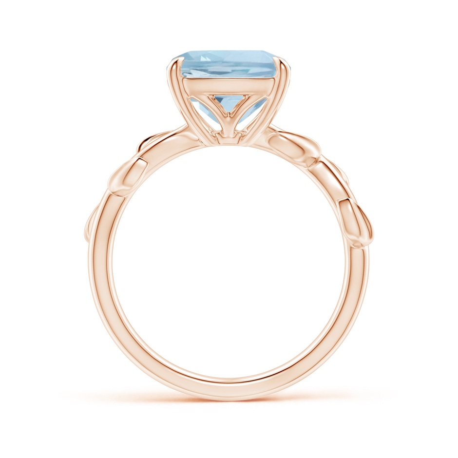 9mm AA Nature Inspired Cushion Aquamarine Ring in Rose Gold side 1