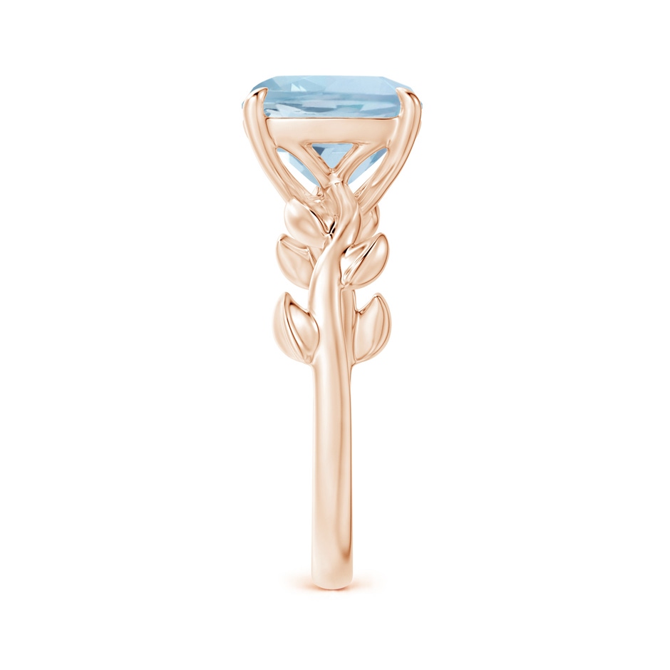 9mm AA Nature Inspired Cushion Aquamarine Ring in Rose Gold side 2