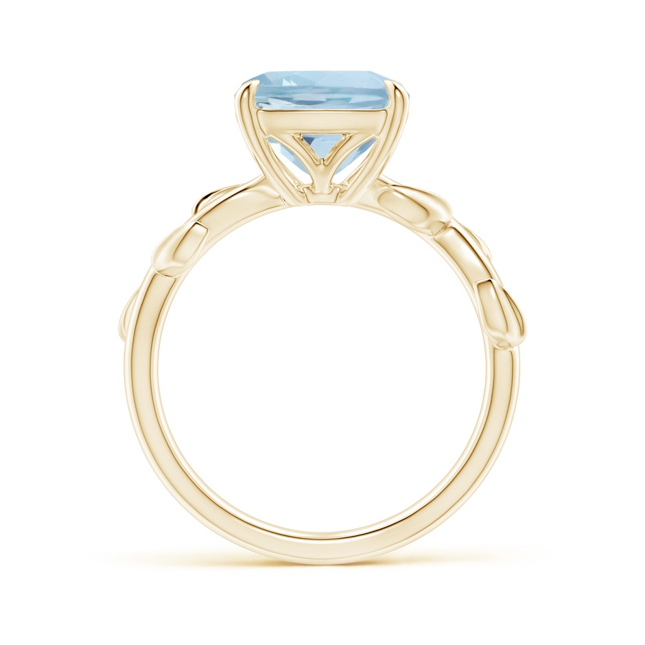 9mm AA Nature Inspired Cushion Aquamarine Ring in Yellow Gold side 1