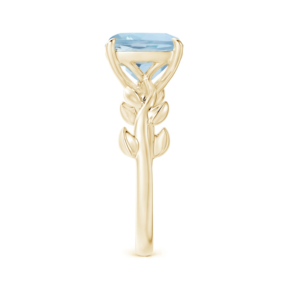 9mm AA Nature Inspired Cushion Aquamarine Ring in Yellow Gold side 2