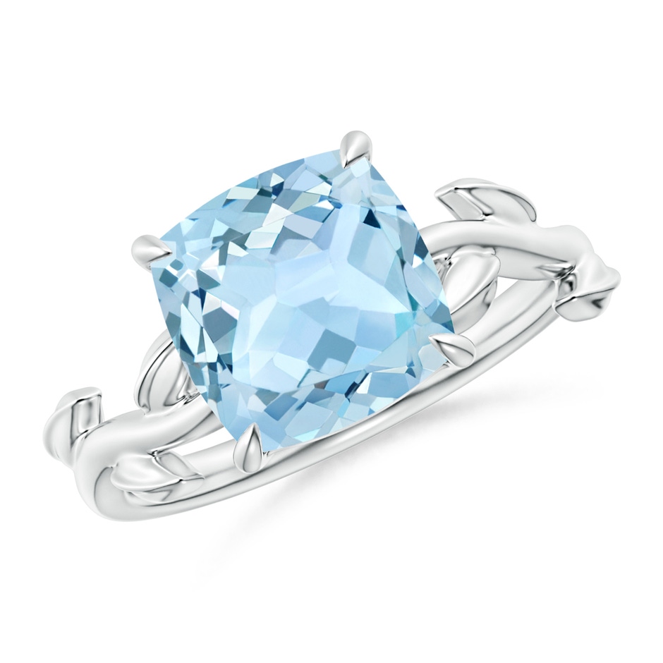 9mm AAA Nature Inspired Cushion Aquamarine Ring in P950 Platinum 