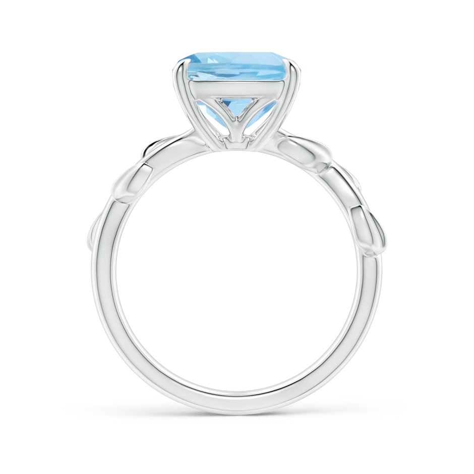 9mm AAA Nature Inspired Cushion Aquamarine Ring in P950 Platinum side 1