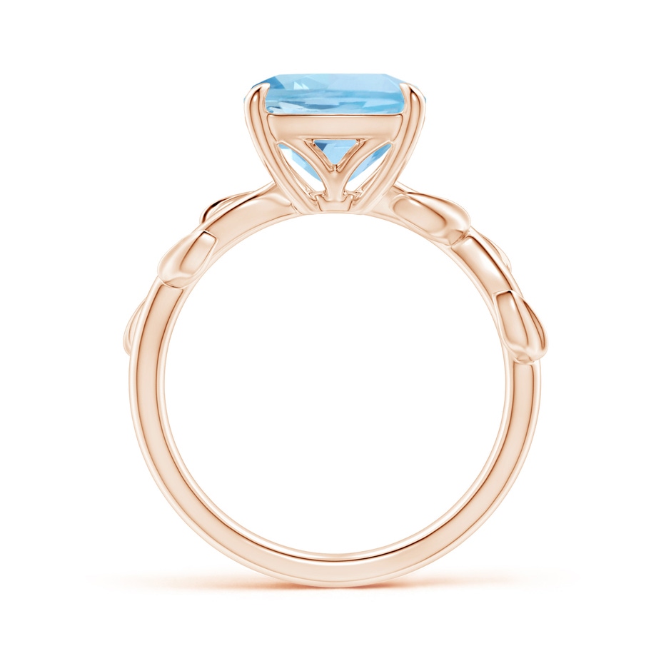 9mm AAA Nature Inspired Cushion Aquamarine Ring in Rose Gold side 1