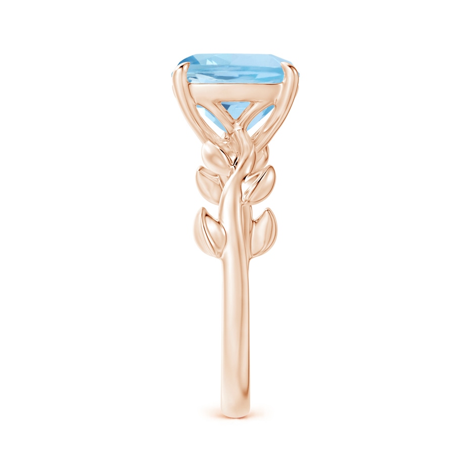 9mm AAA Nature Inspired Cushion Aquamarine Ring in Rose Gold side 2
