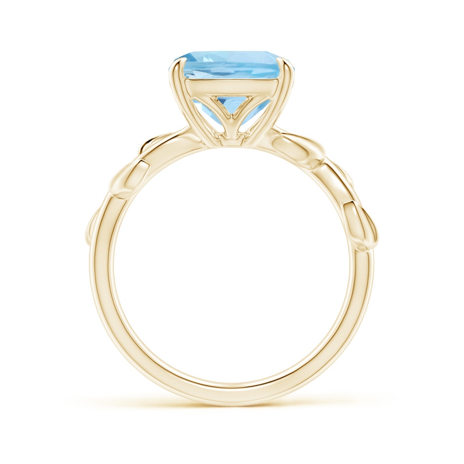 9mm AAA Nature Inspired Cushion Aquamarine Ring in Yellow Gold side 1