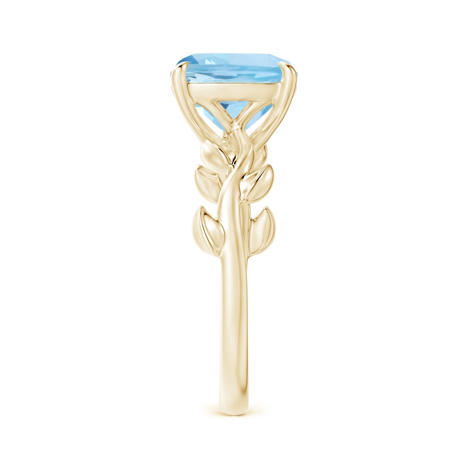 9mm AAA Nature Inspired Cushion Aquamarine Ring in Yellow Gold side 2