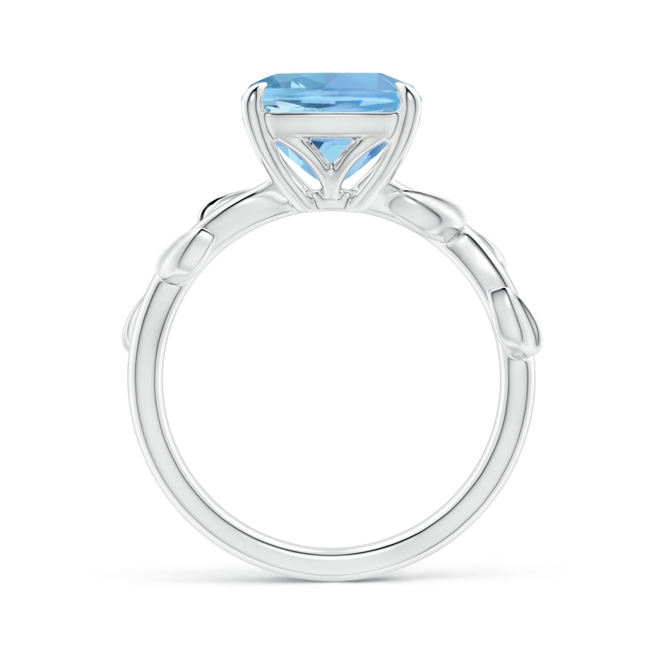 9mm AAAA Nature Inspired Cushion Aquamarine Ring in P950 Platinum side 1