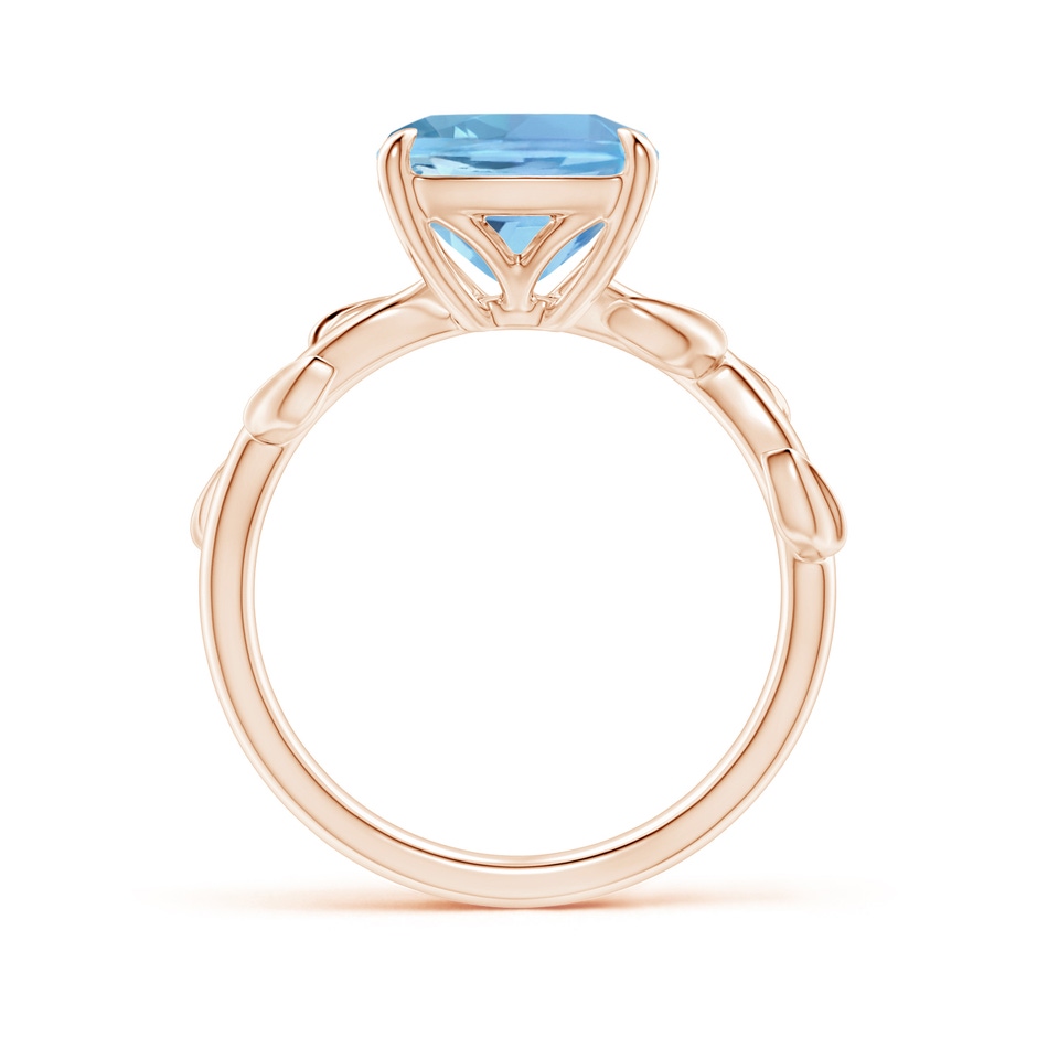 9mm AAAA Nature Inspired Cushion Aquamarine Ring in Rose Gold side 1