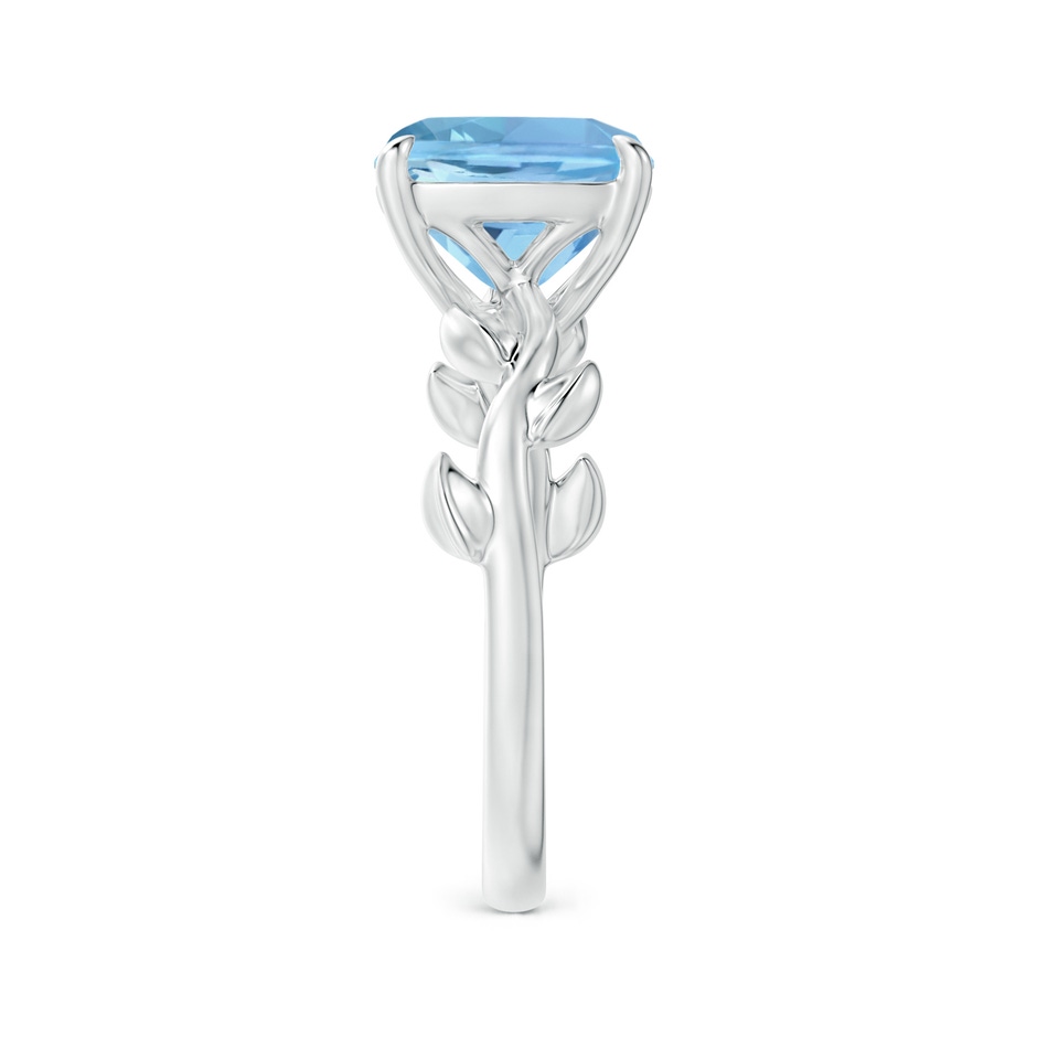 9mm AAAA Nature Inspired Cushion Aquamarine Ring in White Gold side 2