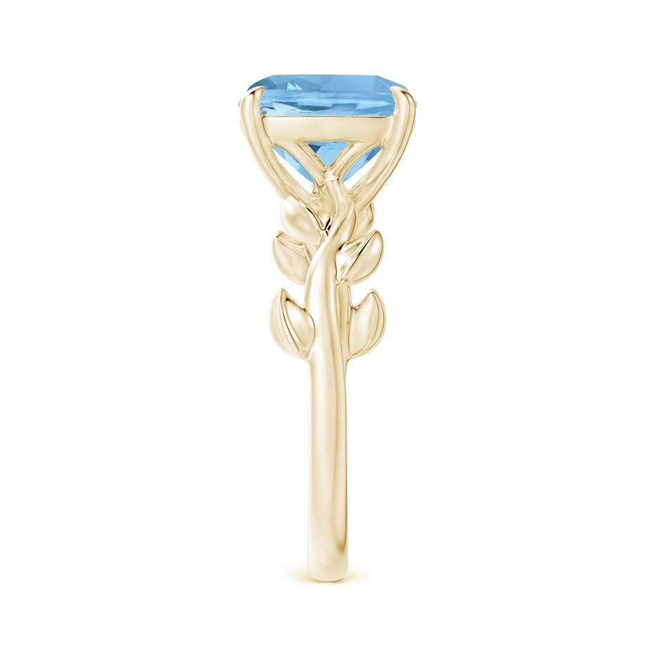 9mm AAAA Nature Inspired Cushion Aquamarine Ring in Yellow Gold side 2