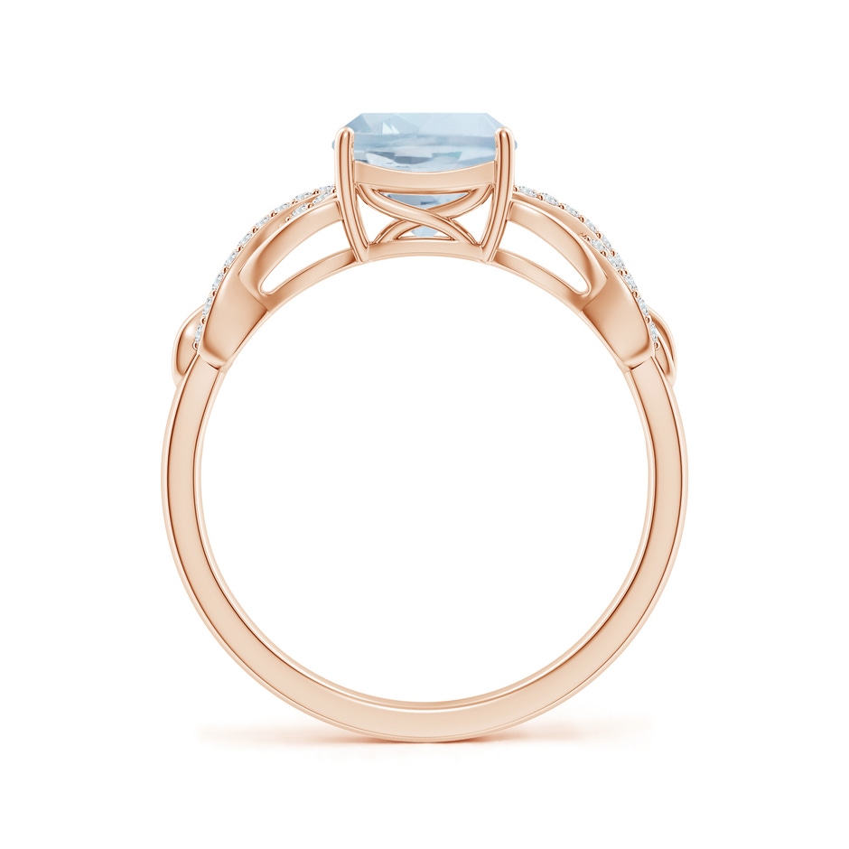 7mm A Criss Cross Shank Cushion Aquamarine Engagement Ring in Rose Gold side-1
