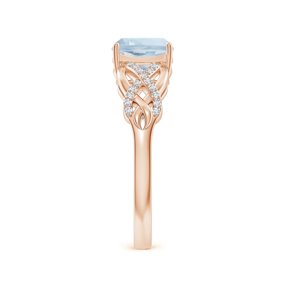 7mm A Criss Cross Shank Cushion Aquamarine Engagement Ring in Rose Gold side-2