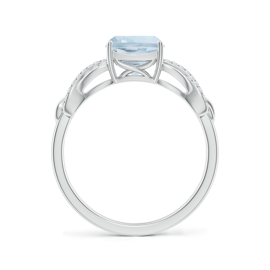 7mm A Criss Cross Shank Cushion Aquamarine Engagement Ring in White Gold side-1