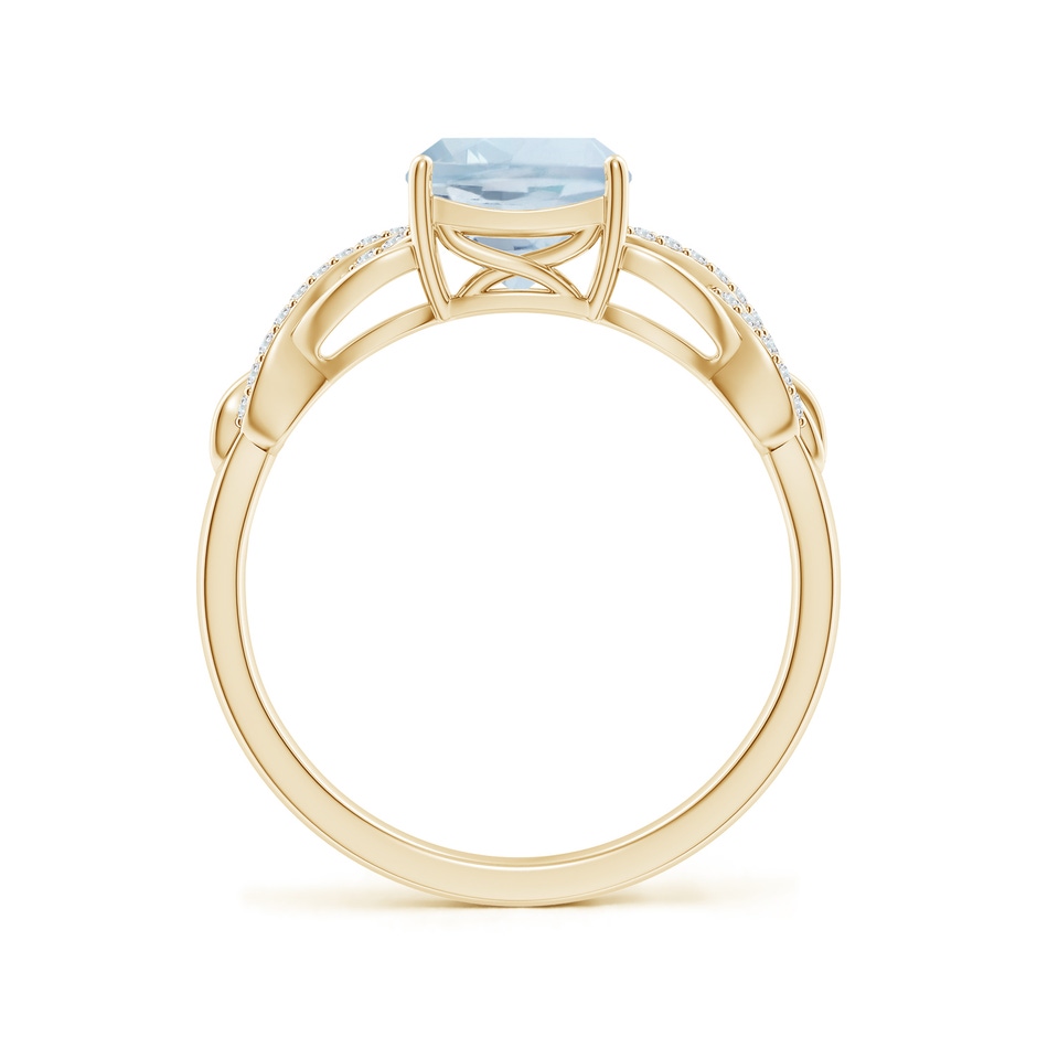 7mm A Criss Cross Shank Cushion Aquamarine Engagement Ring in Yellow Gold side-1