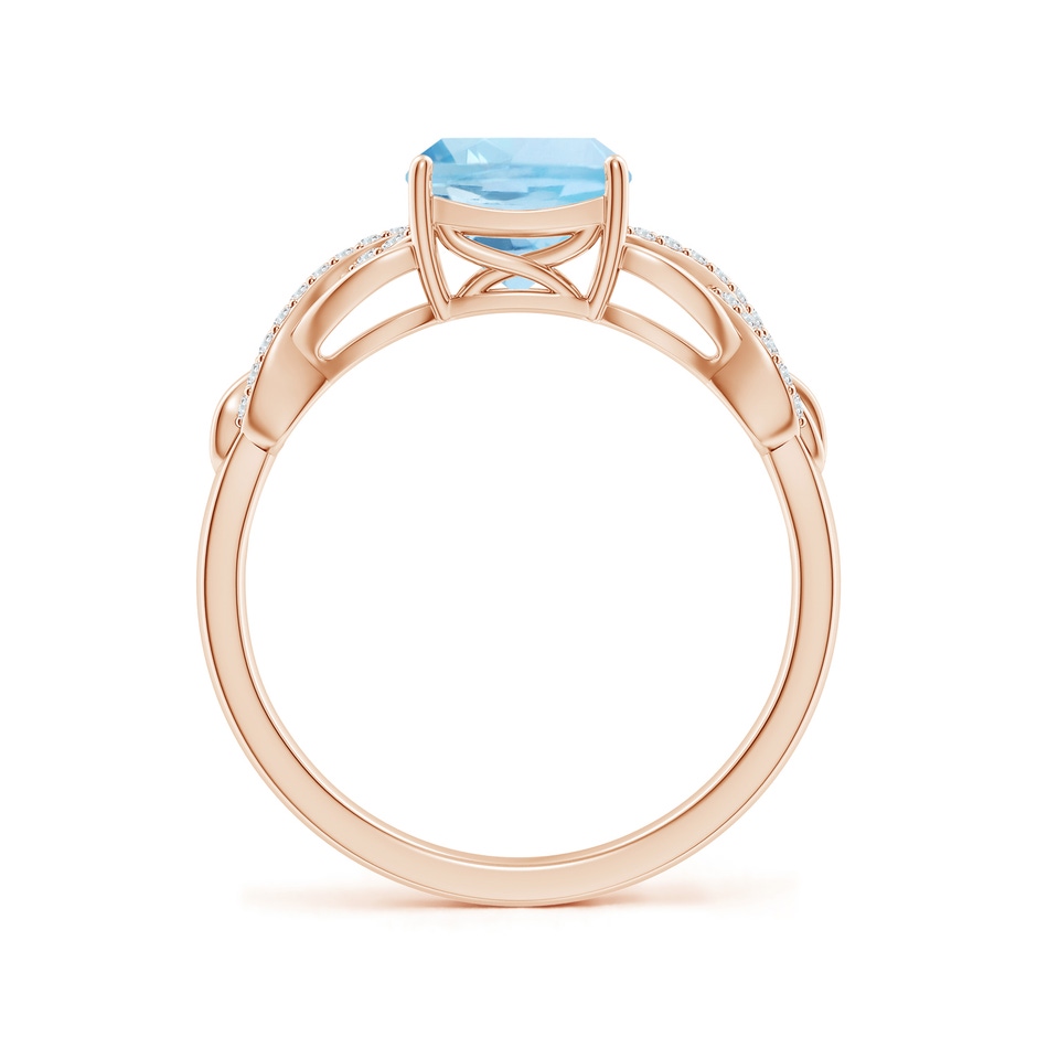 7mm AAA Criss Cross Shank Cushion Aquamarine Engagement Ring in Rose Gold side-1