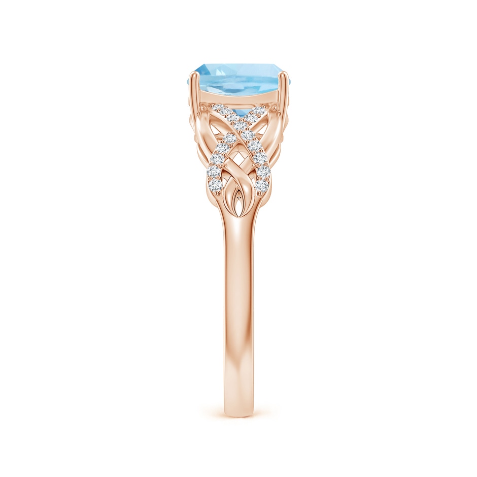 7mm AAA Criss Cross Shank Cushion Aquamarine Engagement Ring in Rose Gold side-2